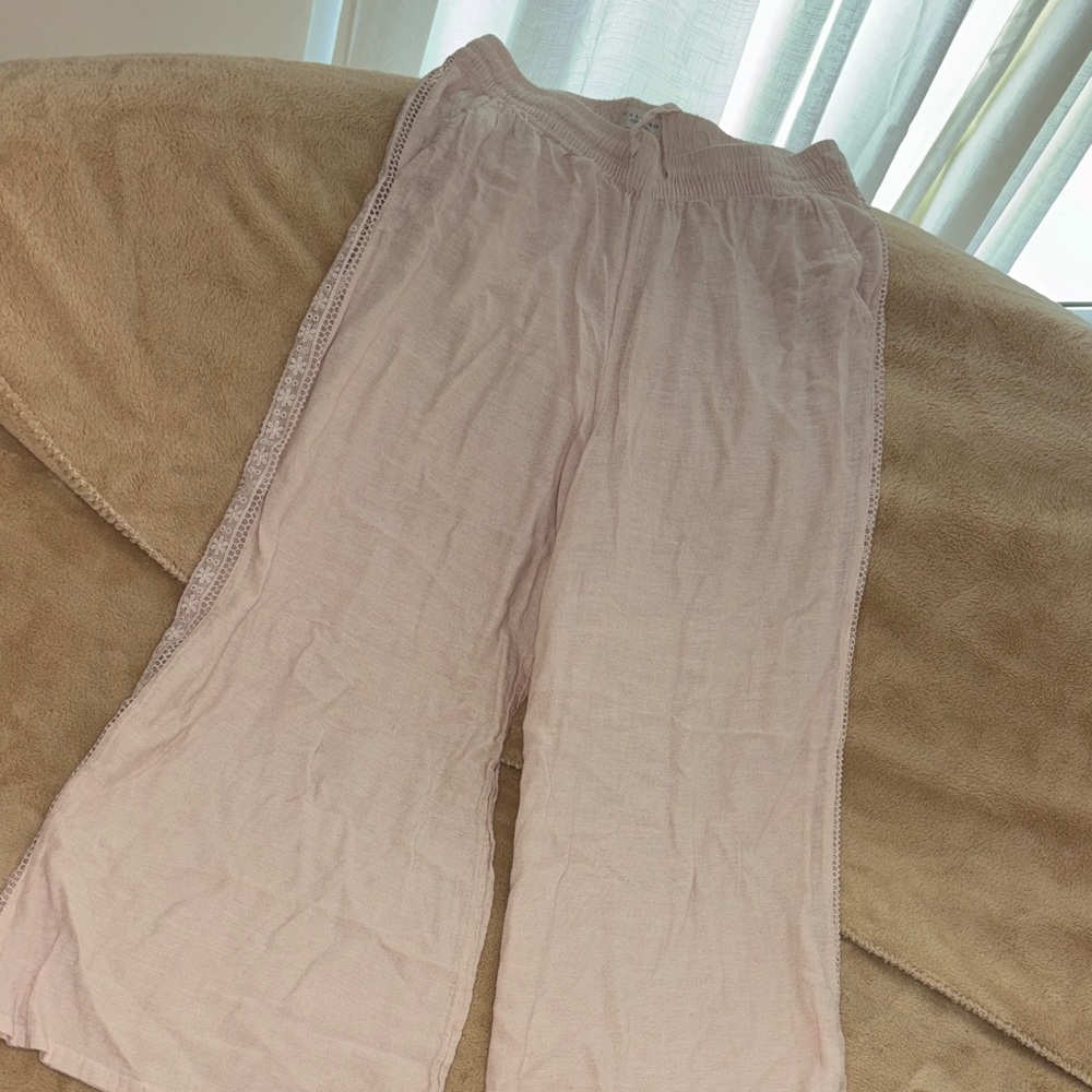 Calypso St. Barth Light Pink Lace-Trim Pants